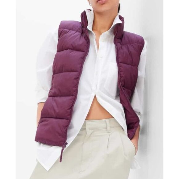 Gap Women's Sz M Purple Huckleberry ColdControl Quilted WR Puffer Vest - Picture 6 of 6